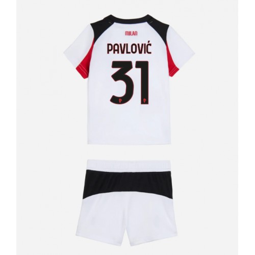 Dětský fotbalový dres AC Milan Strahinja Pavlovic #31 2025-26 Venkovní Krátký Rukáv (+ trenýrky)